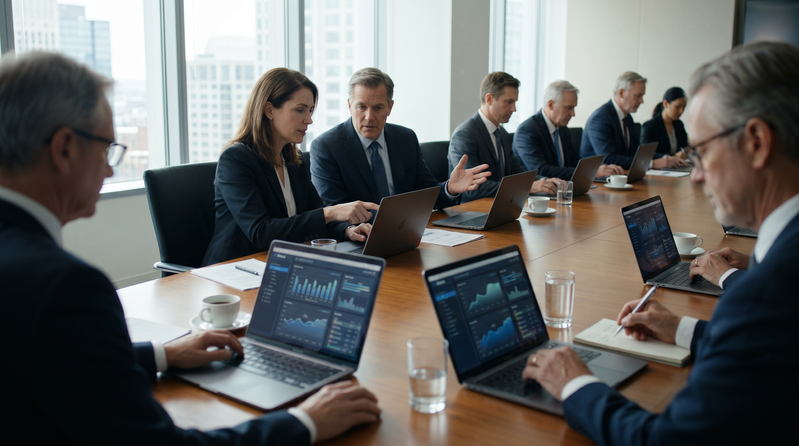 Taller Claude AI — sesión ejecutiva en sala corporativa